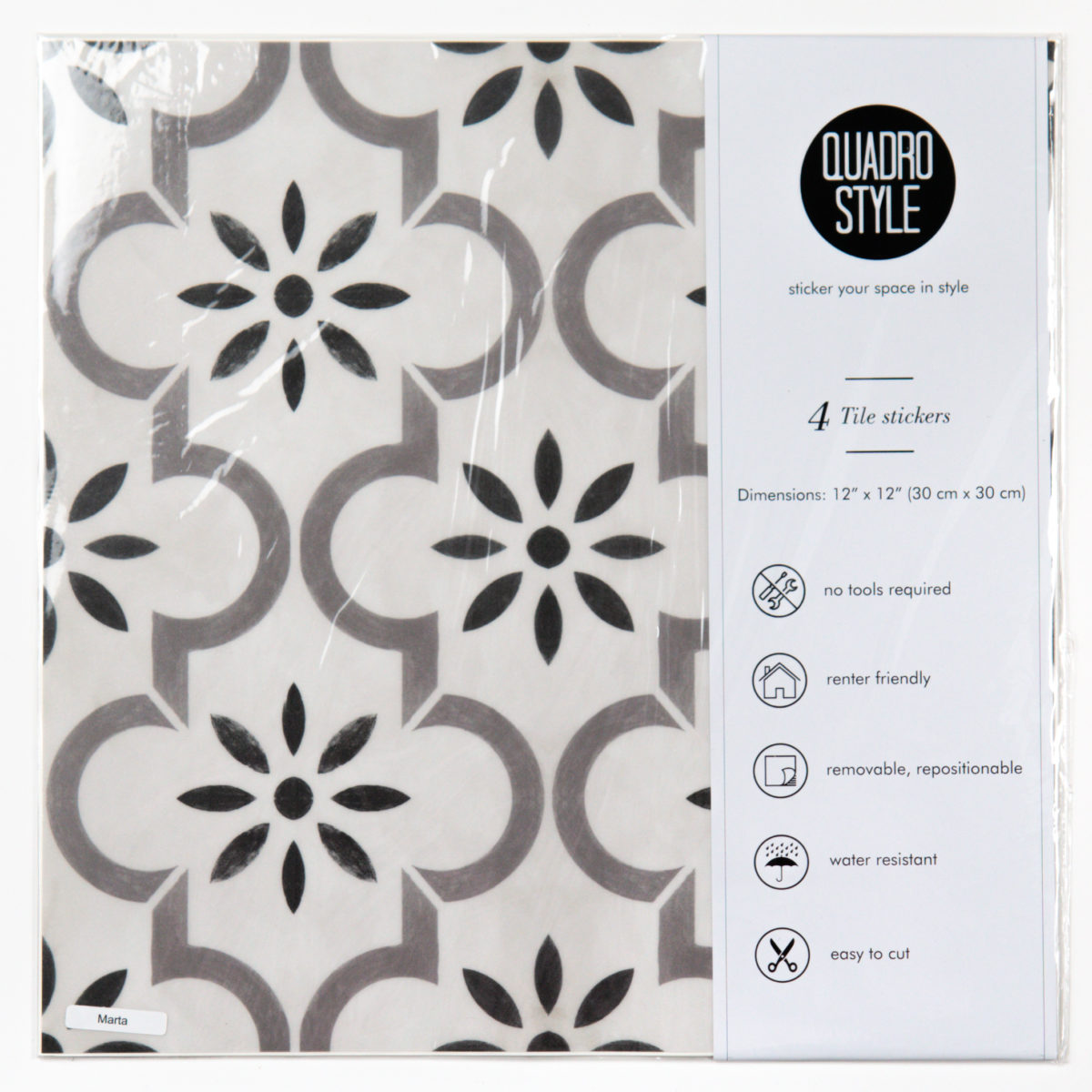 Quadrostyle Marta Wall Floor Vinyl Tile Stickers 30cm W 30cm H 0