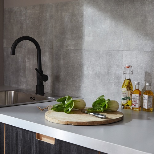 Dc fix Solid Concrete Self-Adhesive Vinyl Wall Tiles for Kitchen Splashback  - Kitchen Wraps