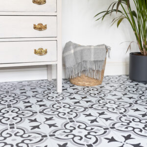 Dc fix Stencil Motif Grey Self-Adhesive Vinyl Floor Tile