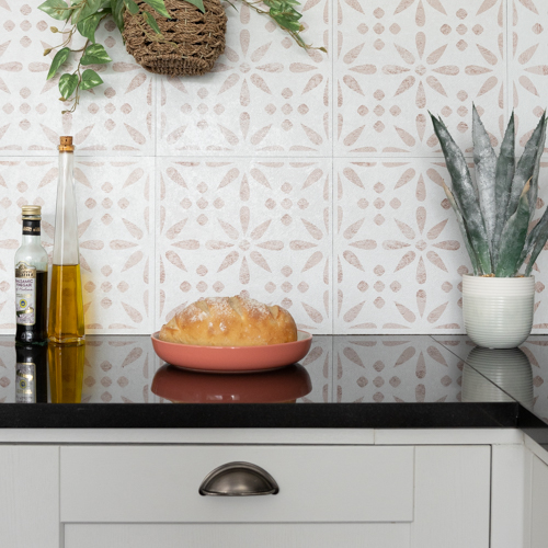 Dc fix Vintage Flowers Self-Adhesive Vinyl Wall Tiles for Kitchen Splashback