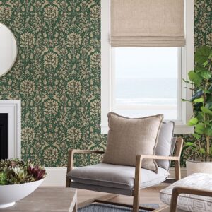Nu Wallpaper Enchanted Emerald Green Peel and Stick Wallpaper for Kitchen Feature Walls