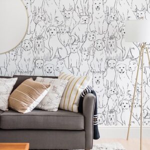 Nu Wallpaper Paws On Black and White Peel and Stick Wallpaper for Kitchen Feature Walls