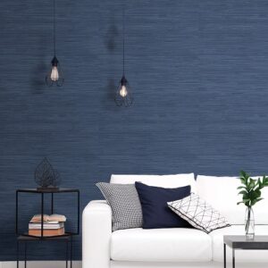 Nu Wallpaper Seagrass Indigo (textured) Peel and Stick Wallpaper for Kitchen Feature Walls