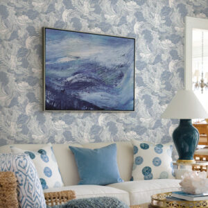 Nu Wallpaper Gato Garden Blue Peel and Stick Wallpaper for Kitchen Feature Walls