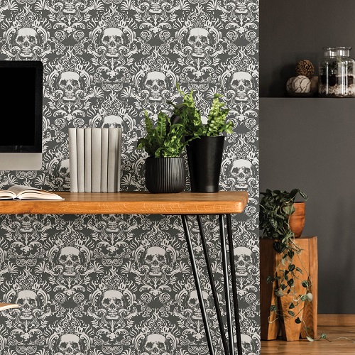 Nu Wallpaper Fieri Grey Peel and Stick Wallpaper for Kitchen Feature Walls