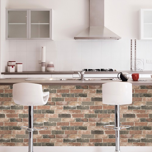 Nu Wallpaper Newport Brick Peel and Stick Wallpaper for Kitchen Feature Walls