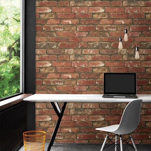 Nu Wallpaper West End Brick Peel and Stick Wallpaper for Kitchen Feature Walls