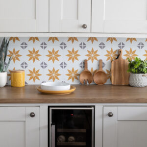 Dc fix Alia Gold Self-Adhesive Vinyl Wall Tiles for Kitchen Splashback 15.25cm(W) 15.25cm(H) 1.2mm(D)