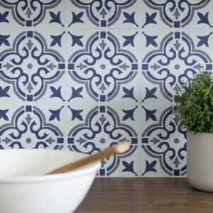 Dc fix Jamila Blue Self-Adhesive Vinyl Wall Tiles for Kitchen Splashback 15.25cm(W) 15.25cm(H) 1.2mm(D)