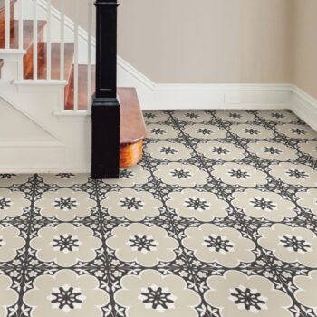 Floor Pops Daphne Black Self-Adhesive Vinyl Floor Tile - Kitchen Wraps