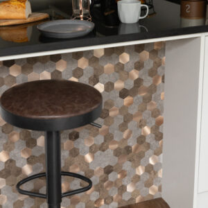 Dc fix Metal and Stone Hexagon Self-Adhesive Premium Composite Wall Tiles for Kitchen Splashback