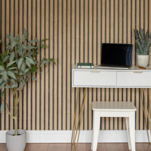 Nu Wallpaper Acoustic Wooden Slats Peel and Stick Wallpaper for Kitchen Feature Walls