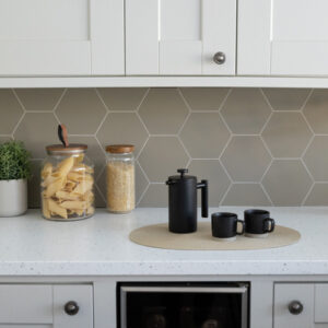 Wall Pops Hexagon Beige Self-Adhesive Premium Vinyl Wall Tiles for Kitchen Splashback