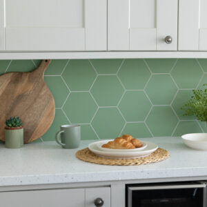 Wall Pops Hexagon Green Self-Adhesive Premium Vinyl Wall Tiles for Kitchen Splashback