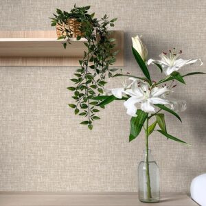 Nu Wallpaper Poplin Tan Peel and Stick Wallpaper for Kitchen Feature Walls