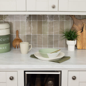 Quadrostyle Zellige Greige Glossy Wall Vinyl Tile Stickers 30cm(W) 24cm(H) 0.508mm(D)