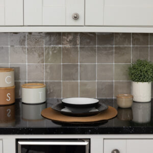 Quadrostyle Zellige Greige Glossy Wall Vinyl Tile Stickers 30cm(W) 30cm(H) 0.508mm(D)