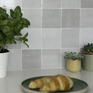 Quadrostyle Zellige Grey Glossy Wall Vinyl Tile Stickers 30cm(W) 30cm(H) 0.508mm(D)