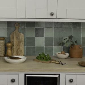 Quadrostyle Zellige Leaf Green Glossy Wall Vinyl Tile Stickers 30cm(W) 30cm(H) 0.508mm(D)