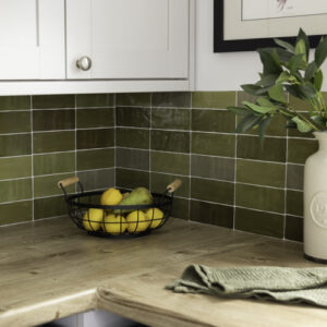 Quadrostyle Zellige Olive Glossy Wall Vinyl Tile Stickers 30cm(W) 24cm(H) 0.508mm(D)