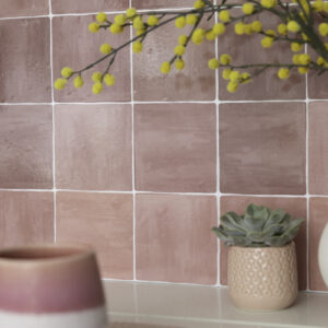 Quadrostyle Zellige Rose Glossy Wall Vinyl Tile Stickers 30cm(W) 30cm(H) 0.508mm(D)