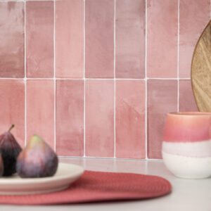 Quadrostyle Zellige Rose Glossy Wall Vinyl Tile Stickers 30cm(W) 24cm(H) 0.508mm(D)