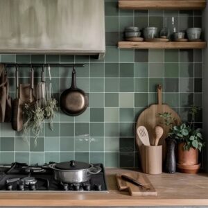 Quadrostyle Zellige Stormy Sea Wall Vinyl Tile Stickers 30cm(W) 30cm(H) 0.508mm(D)