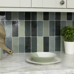 Quadrostyle Zellige Stormy Sea Glossy Wall Vinyl Tile Stickers 30cm(W) 24cm(H) 0.508mm(D)