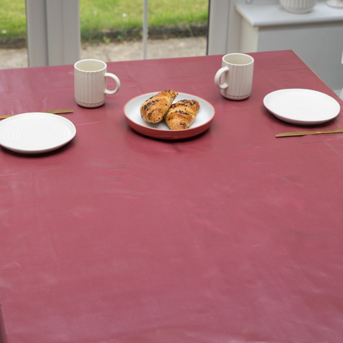 1MINERALRED(RECTANGLE) Dc fix Mineral Red Food Safe PVC Free Polyester Tablecloth