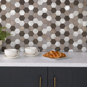 Dc fix Silver and Stone Hexagon Self-Adhesive Premium Composite Wall Tiles