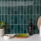 Dc fix Stacked Emerald Green Small (Glossy) Self-Adhesive Premium Vinyl Wall Tiles