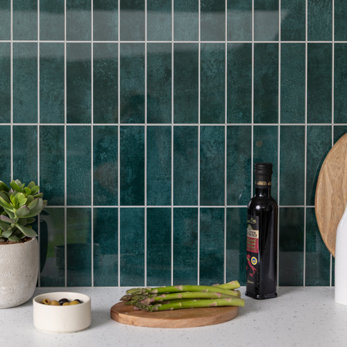 7EMERALDGREENSMALLPREMIUM Dc fix Stacked Emerald Green Small (Glossy) Self-Adhesive Premium Vinyl Wall Tiles